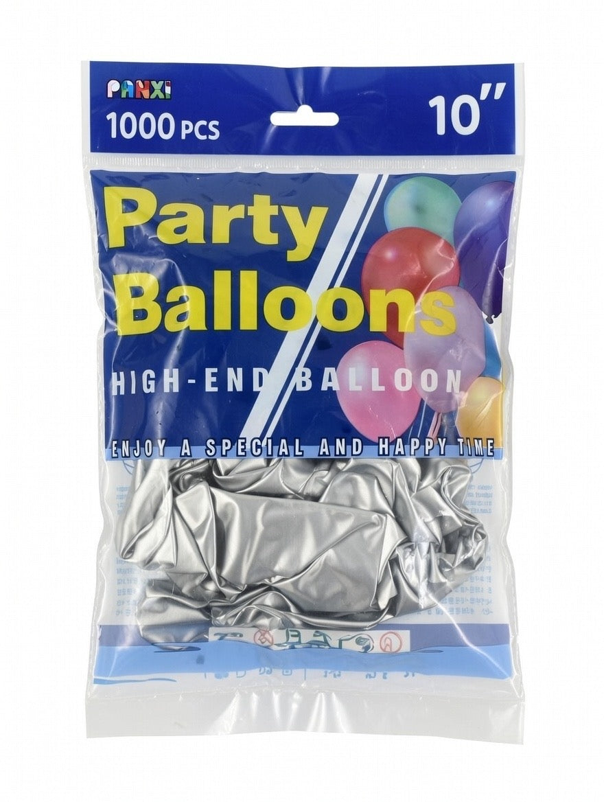 10" Sliver Chrome Round Balloon PACK