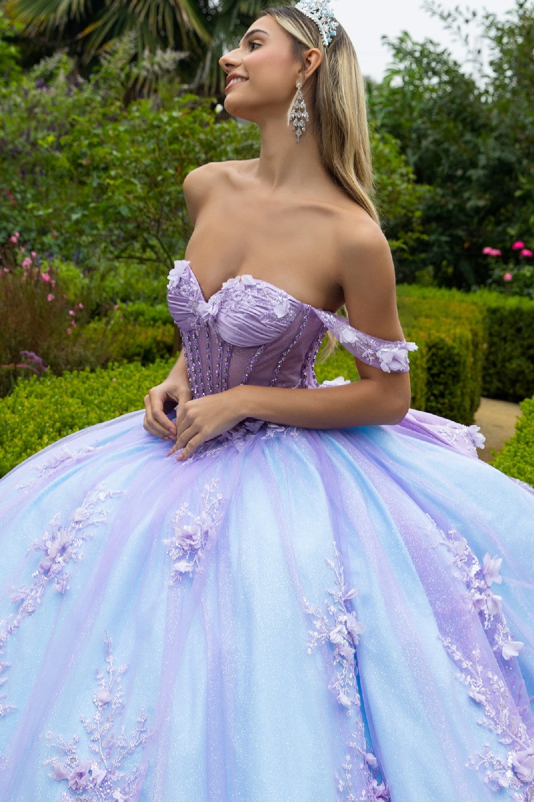 Blossom Dream Corset Gown with Removable Bow Accent