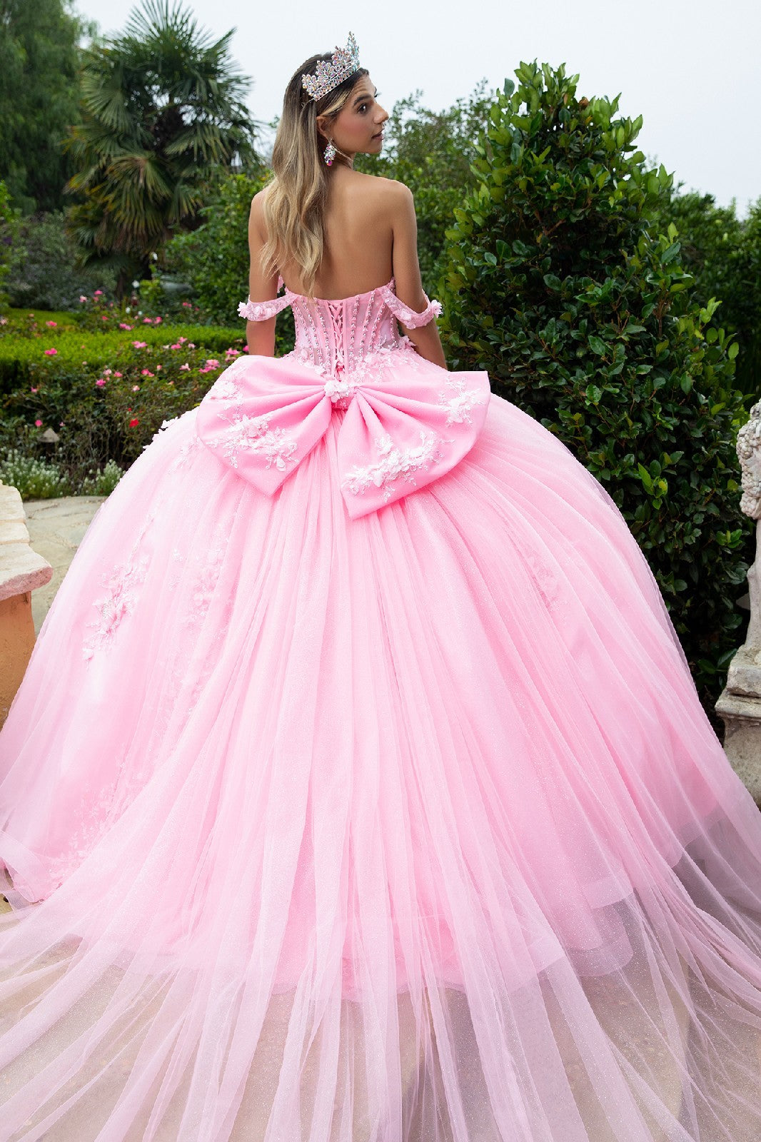 Blossom Dream Corset Gown with Removable Bow Accent