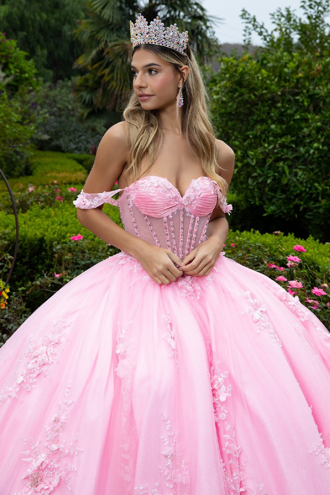 Blossom Dream Corset Gown with Removable Bow Accent