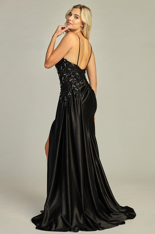 Golden Orchid Ruched Gown