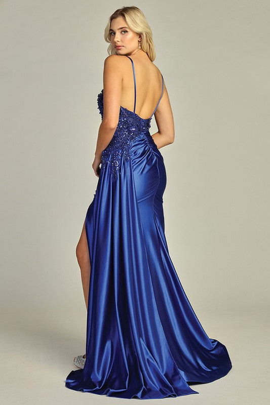 Golden Orchid Ruched Gown