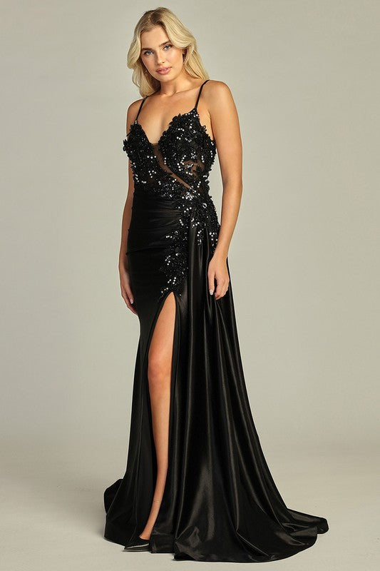 Golden Orchid Ruched Gown