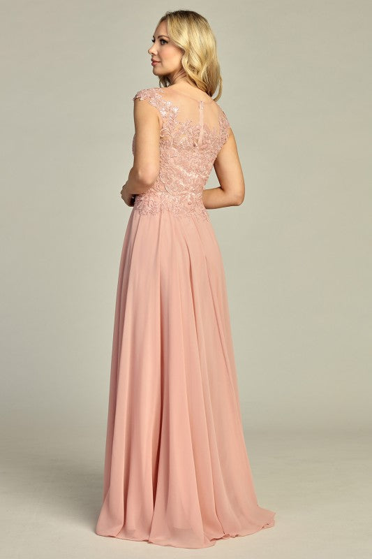 Midnight Lace Chiffon Gown