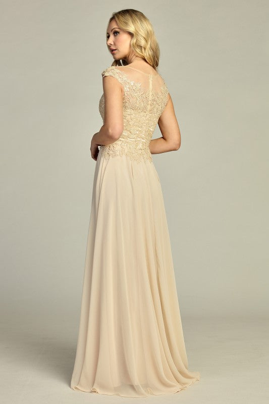 Midnight Lace Chiffon Gown