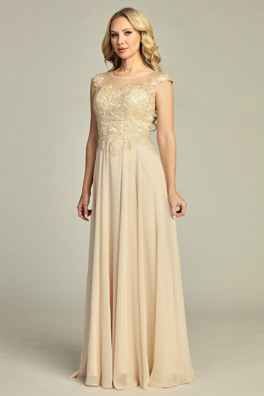 Midnight Lace Chiffon Gown