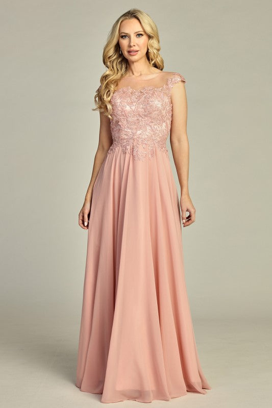 Midnight Lace Chiffon Gown