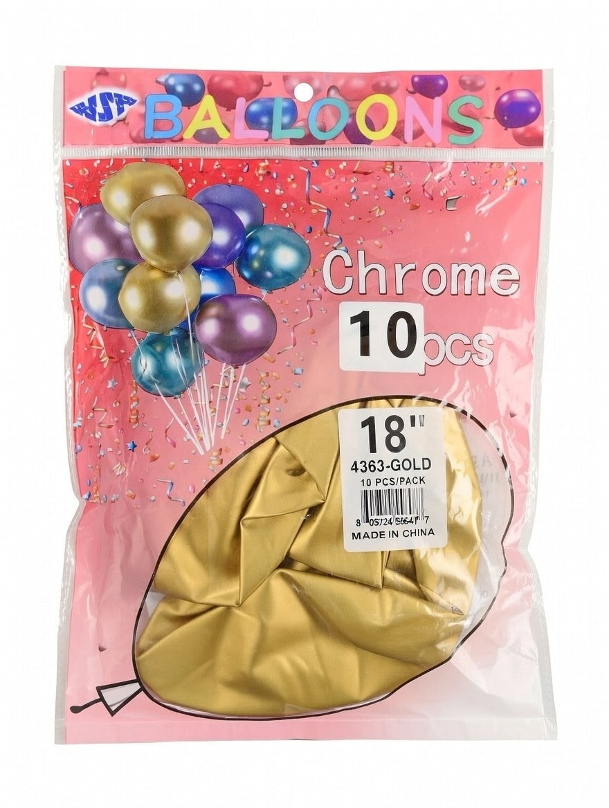 18" Gold Chrome Balloons PACK