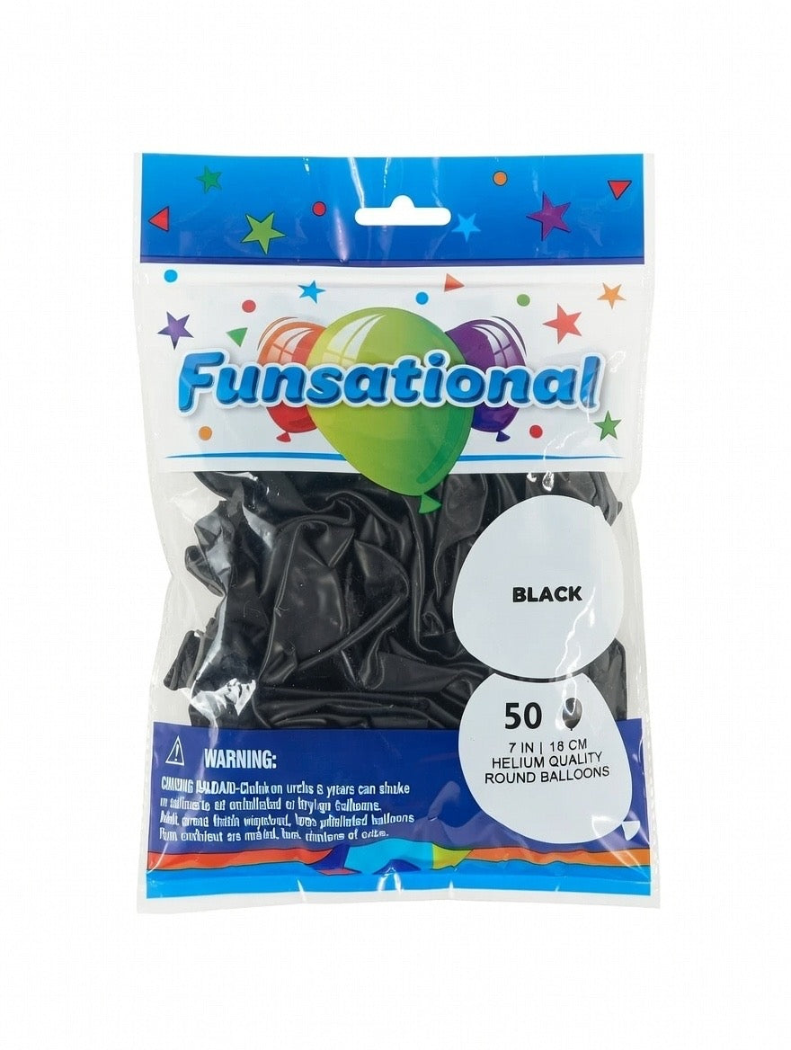 Black 7" Round Balloon PACK