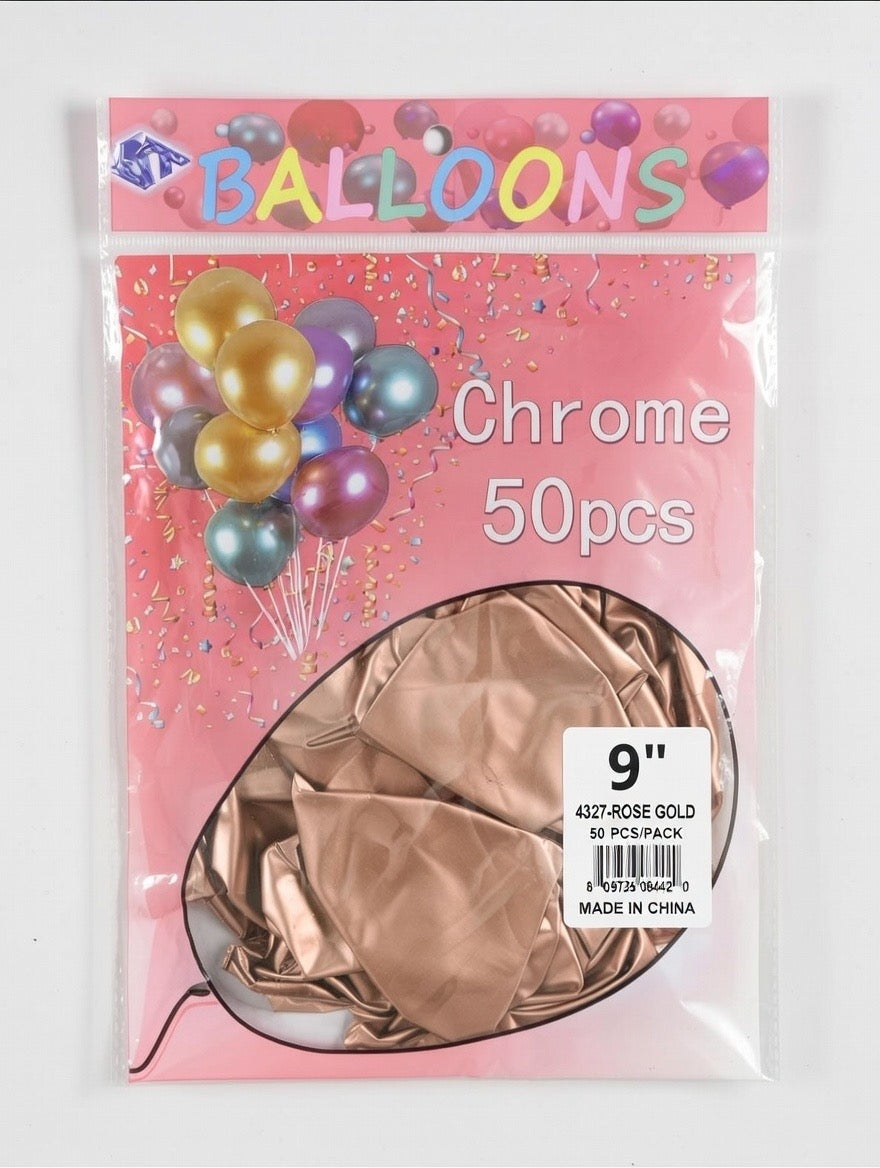 Rose Gold Chrome 9" Round Balloon PACK