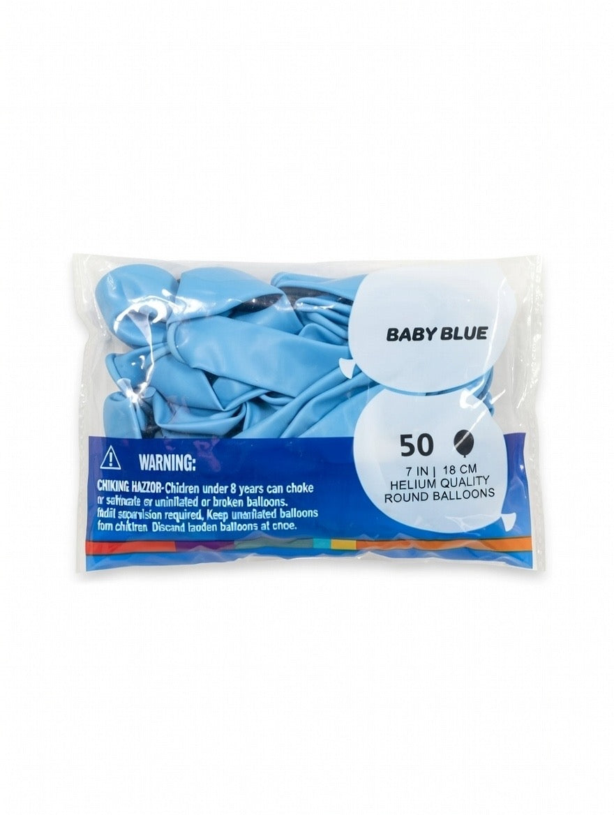 7" Baby Blue Round Balloon PACK
