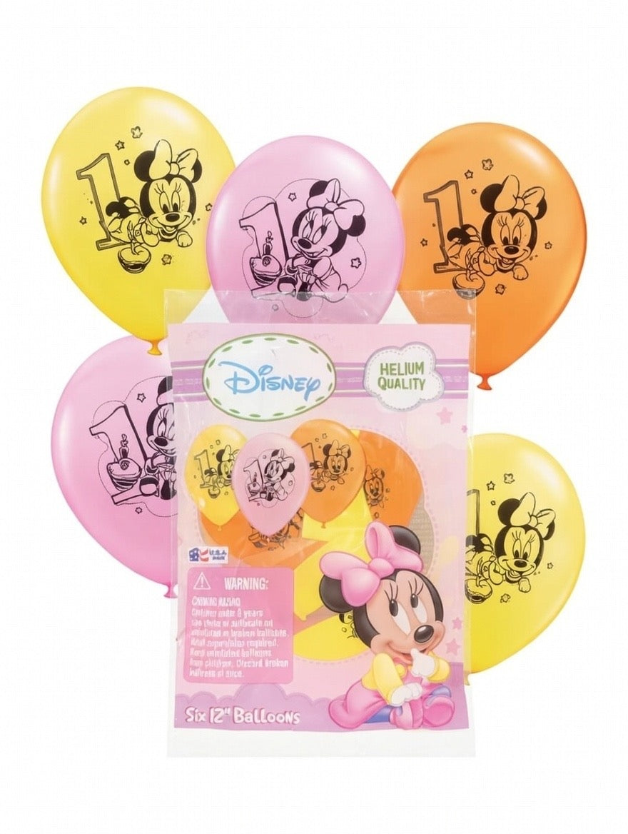 1st Mini Mouse (Girl) 12" Round Balloon PACK