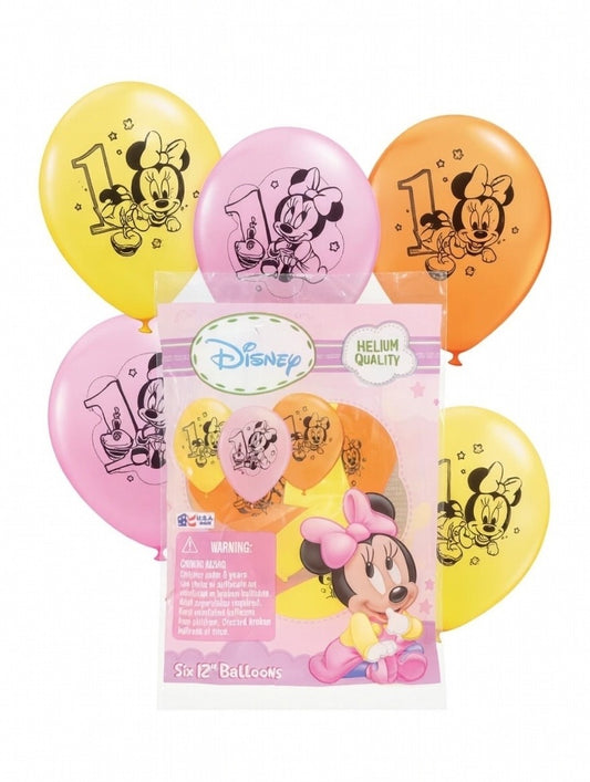 1st Mini Mouse (Girl) 12" Round Balloon PACK