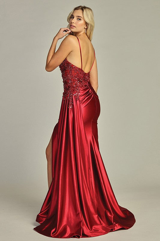 Golden Orchid Ruched Gown